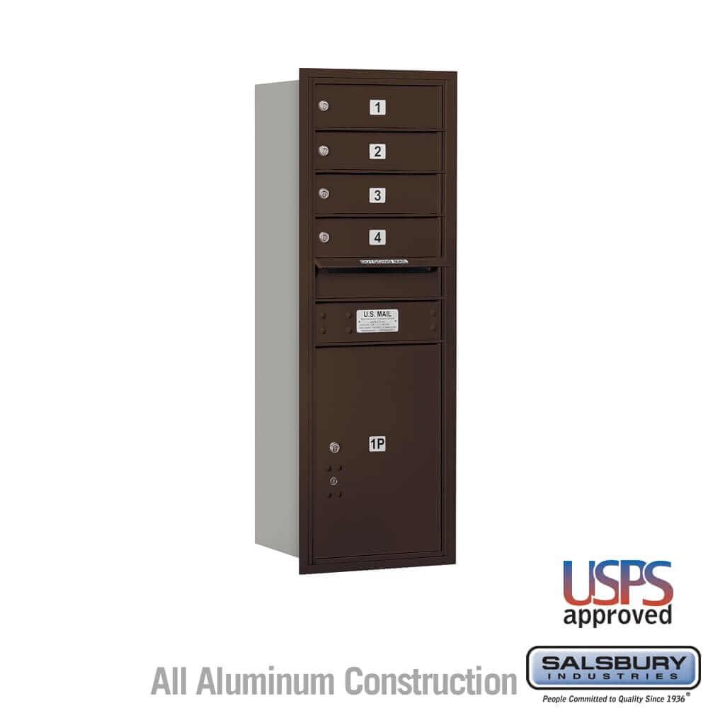 Salsbury Industries 4C Horizontal Mailbox with USPS Access — 11 Door High [4 Doors and 1 Parcel Locker] 3711S-04ZRU 820996412270 YourLockerStore