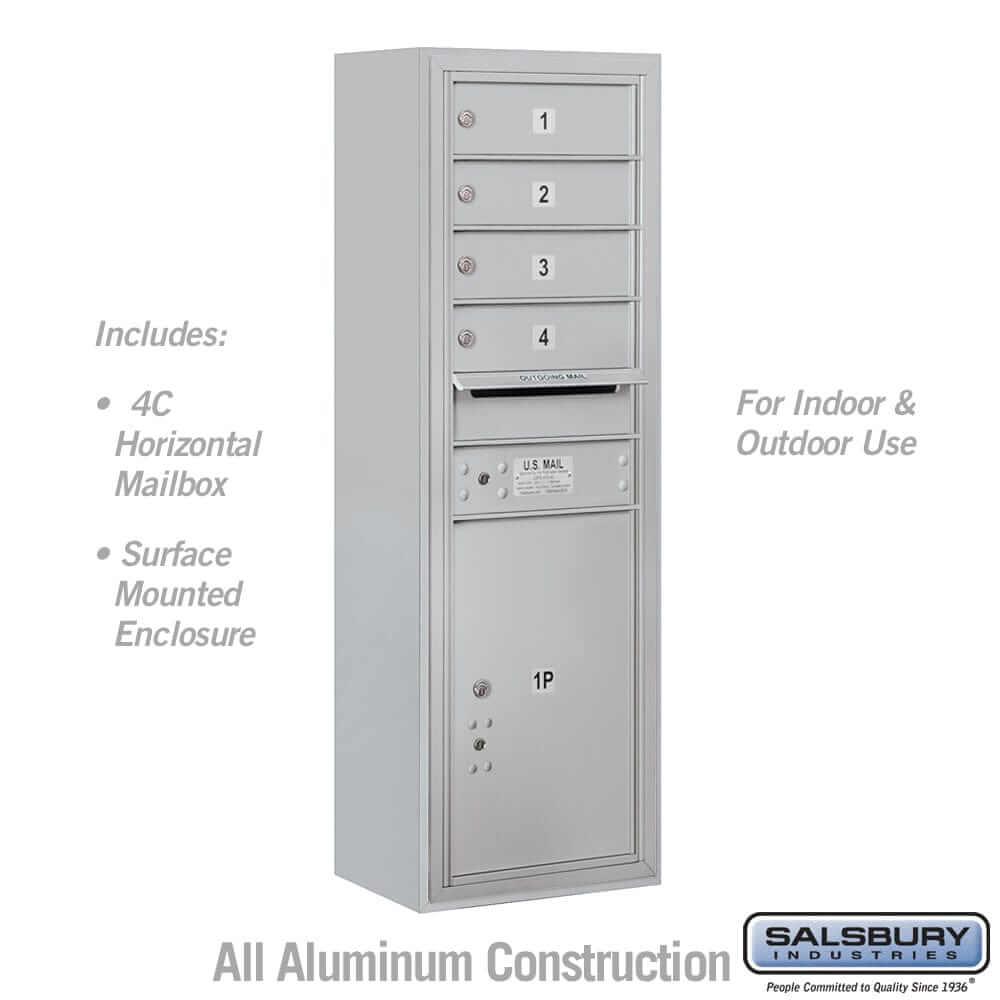 Salsbury Industries 4C Horizontal Mailbox with USPS Access — 11 Door High [4 Doors and 1 Parcel Locker] 3811S-04AFU 820996590190 YourLockerStore
