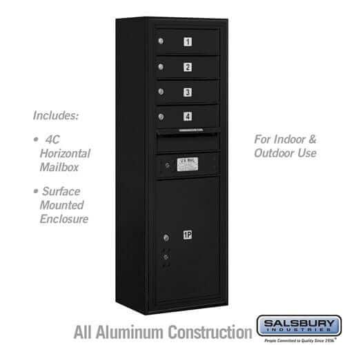 Salsbury Industries 4C Horizontal Mailbox with USPS Access — 11 Door High [4 Doors and 1 Parcel Locker] 3811S-04BFU 820996626035 YourLockerStore