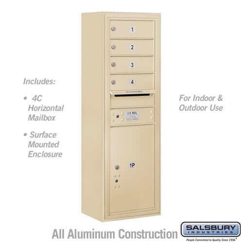 Salsbury Industries 4C Horizontal Mailbox with USPS Access — 11 Door High [4 Doors and 1 Parcel Locker] 3811S-04SFU 820996590220 YourLockerStore