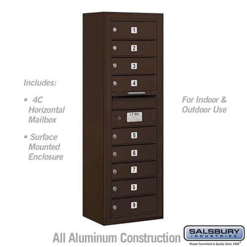 Salsbury Industries 4C Horizontal Mailbox with USPS Access — 11 Door High [9 Doors] 3811S-09ZFU 820996590169 YourLockerStore