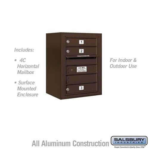 Salsbury Industries 4C Horizontal Mailbox with USPS Access — 6 Door High [3 doors] 3806S-03ZFU 820996625861 YourLockerStore