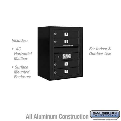 Salsbury Industries 4C Horizontal Mailbox with USPS Access — 6 Door High [4 Doors] 3806S-04BFU 820996626301 YourLockerStore