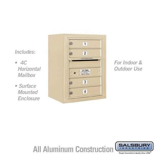 Salsbury Industries 4C Horizontal Mailbox with USPS Access — 6 Door High [4 Doors] 3806S-04SFU 820996593665 YourLockerStore