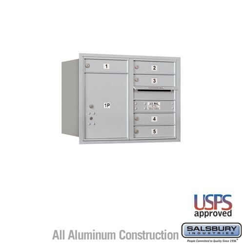 Salsbury Industries 4C Horizontal Mailbox with USPS Access — 6 Door High [5 Doors + 1 Parcel Locker] 3706D-05ARU 820996471000 YourLockerStore