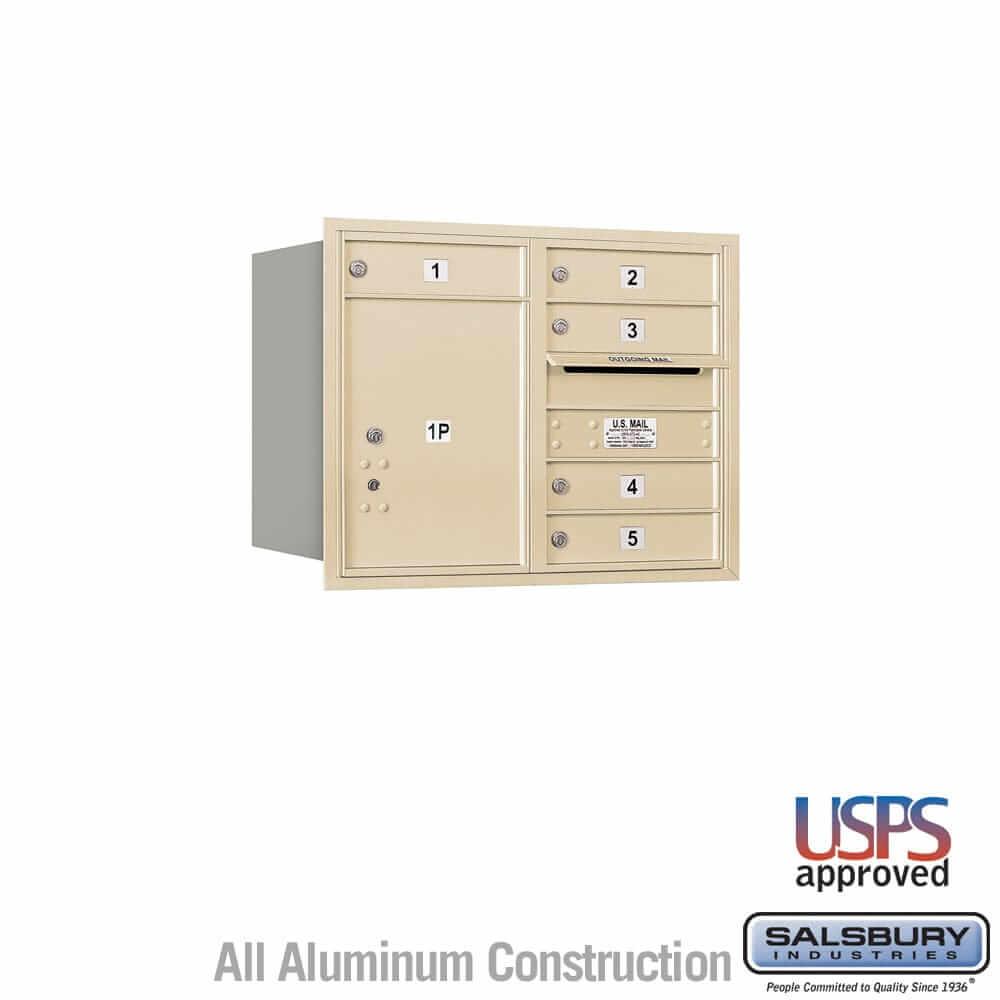 Salsbury Industries 4C Horizontal Mailbox with USPS Access — 6 Door High [5 Doors + 1 Parcel Locker] 3706D-05SRU 820996471024 YourLockerStore