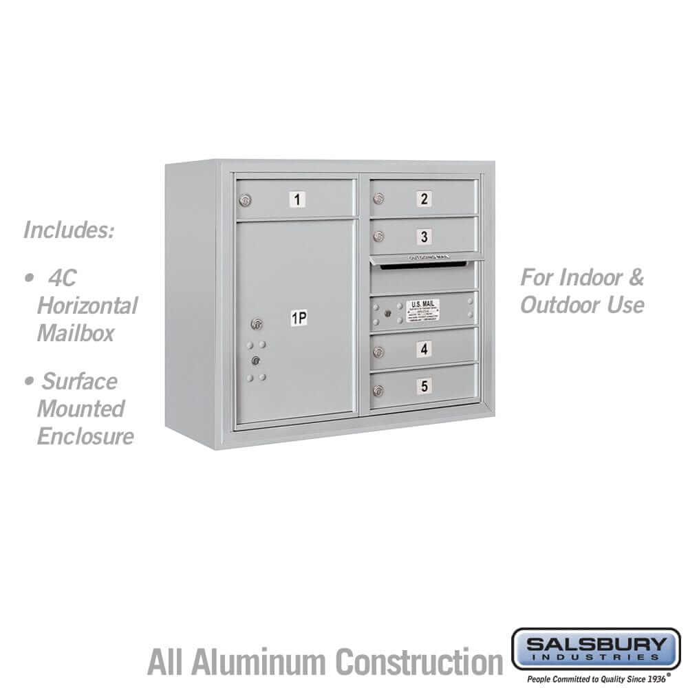 Salsbury Industries 4C Horizontal Mailbox with USPS Access — 6 Door High [5 Doors + 1 Parcel Locker] 3806D-05AFU 820996596475 YourLockerStore
