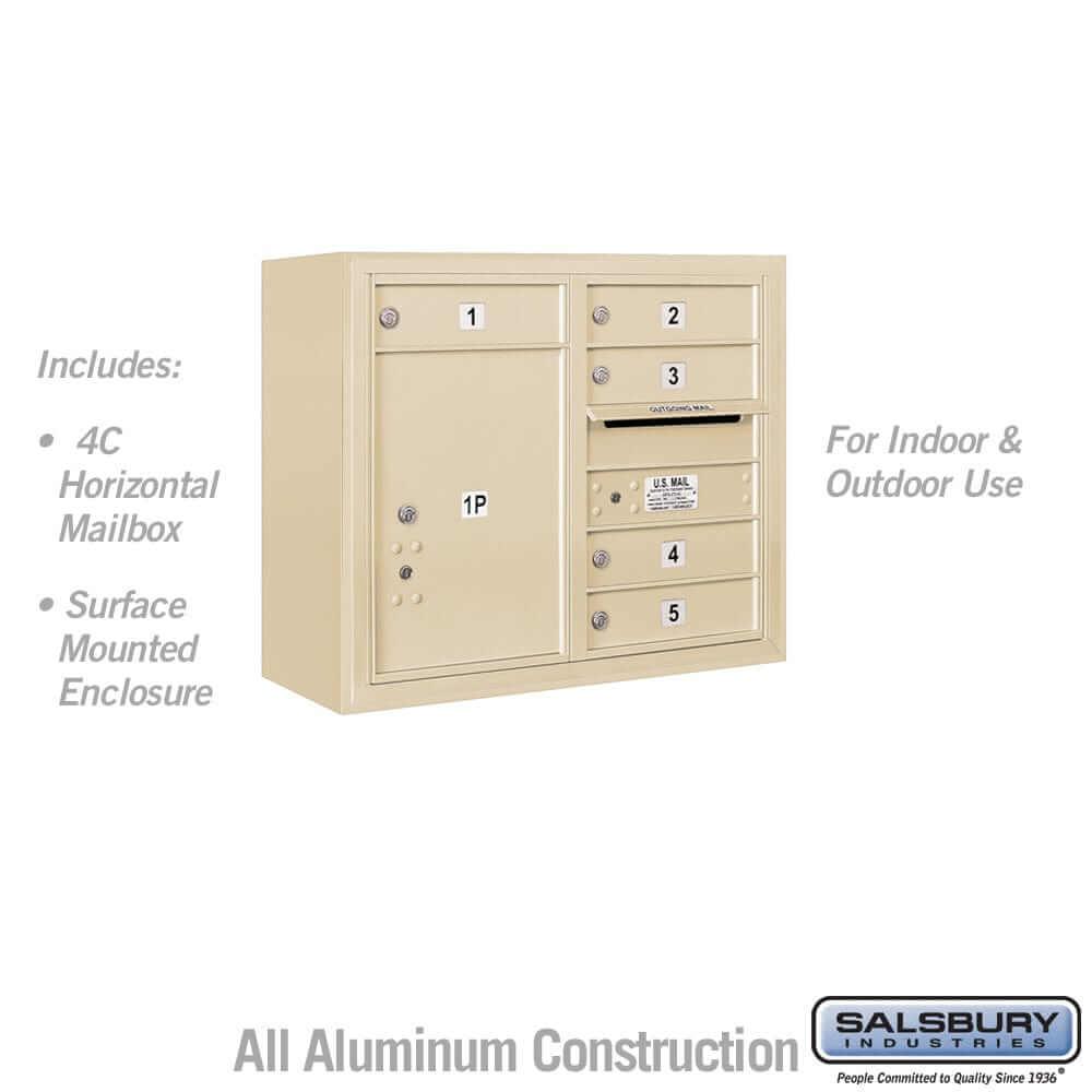 Salsbury Industries 4C Horizontal Mailbox with USPS Access — 6 Door High [5 Doors + 1 Parcel Locker] 3806D-05SFU 820996596505 YourLockerStore