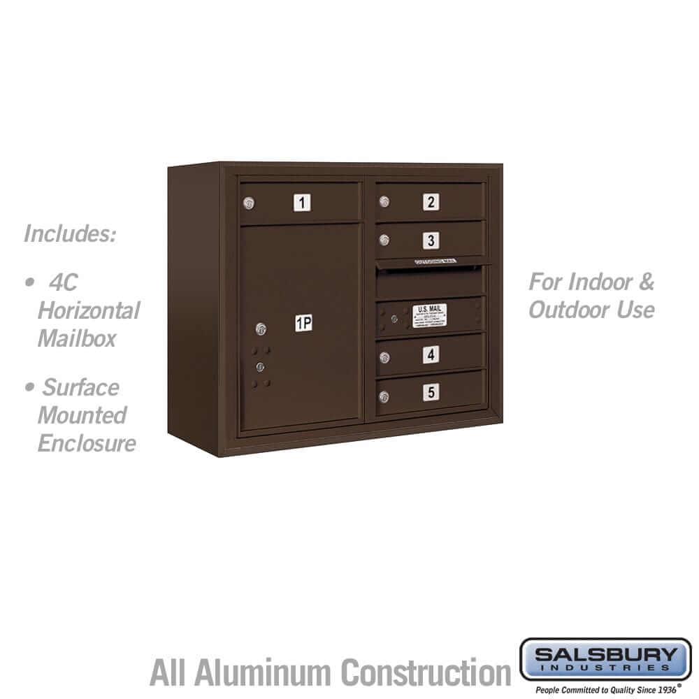 Salsbury Industries 4C Horizontal Mailbox with USPS Access — 6 Door High [5 Doors + 1 Parcel Locker] 3806D-05ZFU 820996596482 YourLockerStore