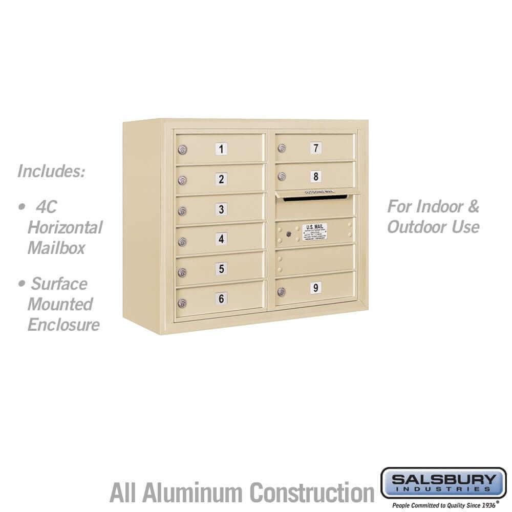 Salsbury Industries 4C Horizontal Mailbox with USPS Access — 6 Door High [9 Doors] 3806D-09SFU 820996596420 YourLockerStore
