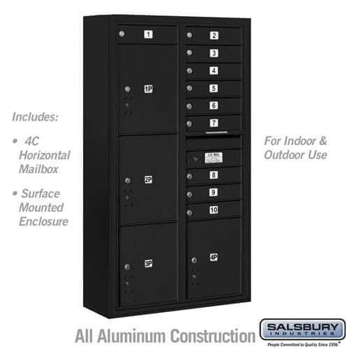 Salsbury Industries 4C Horizontal Mailbox with USPS Access — Maximum Height [10 Doors + 4 Parcel Lockers] 3816D-10BFU 820996625601 YourLockerStore
