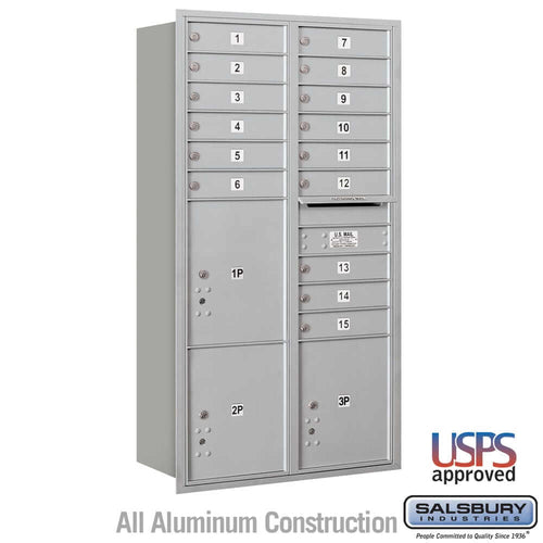Salsbury Industries 4C Horizontal Mailbox with USPS Access — Maximum Height [15 Doors + 3 Parcel Lockers] 3716D-15ARU 820996623560 YourLockerStore