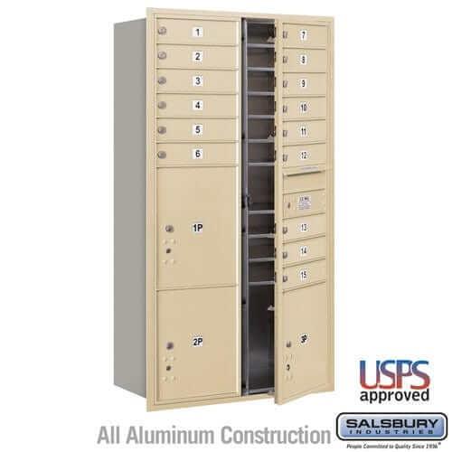 Salsbury Industries 4C Horizontal Mailbox with USPS Access — Maximum Height [15 Doors + 3 Parcel Lockers] 3716D-15SFU 820996626868 YourLockerStore