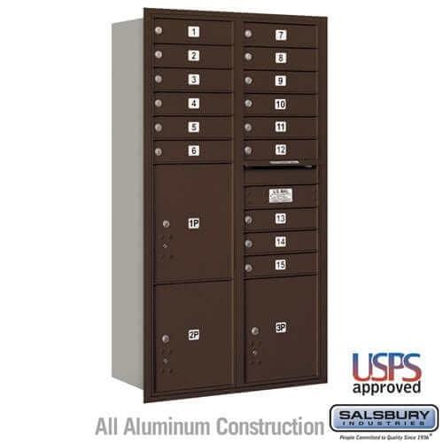 Salsbury Industries 4C Horizontal Mailbox with USPS Access — Maximum Height [15 Doors + 3 Parcel Lockers] 3716D-15ZRU 820996623591 YourLockerStore