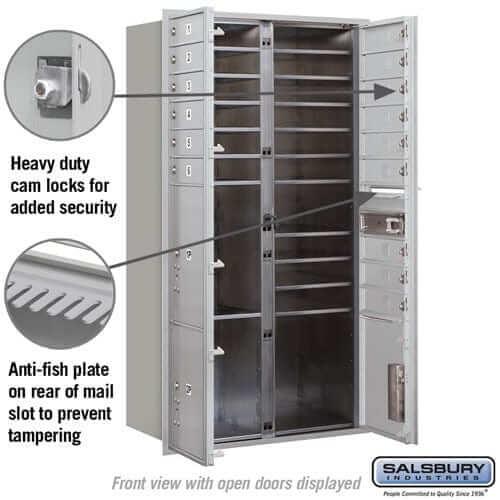 Salsbury Industries 4C Horizontal Mailbox with USPS Access — Maximum Height [15 Doors + 3 Parcel Lockers] YourLockerStore