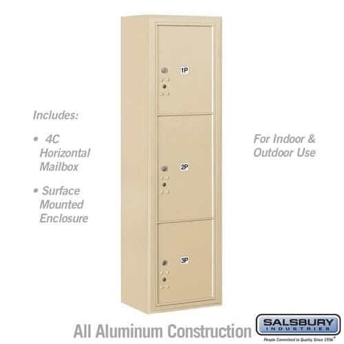 Salsbury Industries 4C Horizontal Mailbox with USPS Access — Maximum Height [3 Parcel Lockers] 3816S-3PSFU 820996592835 YourLockerStore