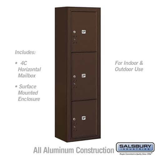 Salsbury Industries 4C Horizontal Mailbox with USPS Access — Maximum Height [3 Parcel Lockers] 3816S-3PZFU 820996591005 YourLockerStore