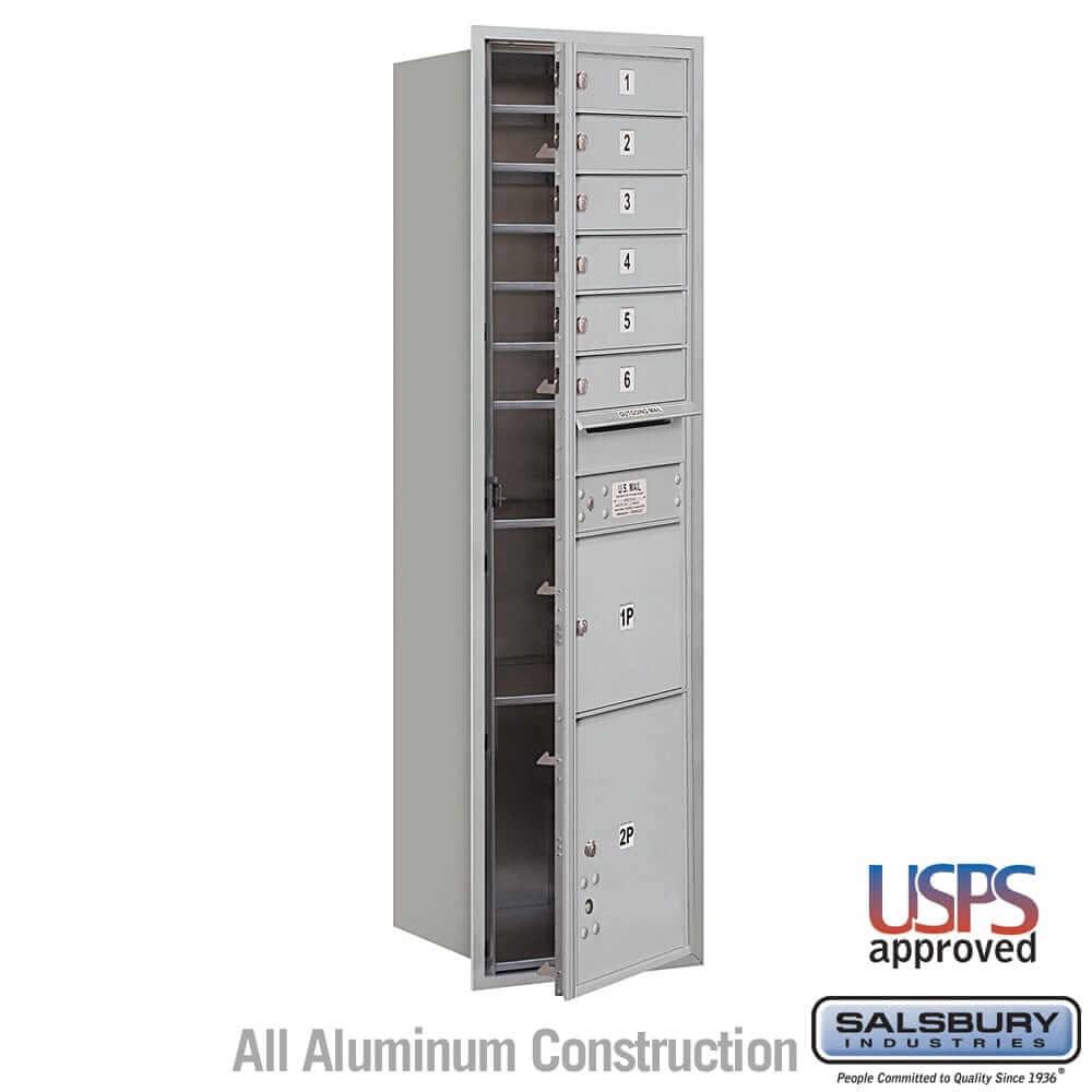 Salsbury Industries 4C Horizontal Mailbox with USPS Access — Maximum Height [6 Doors + 2 Parcel Lockers] 3716S-06AFU 820996623881 YourLockerStore