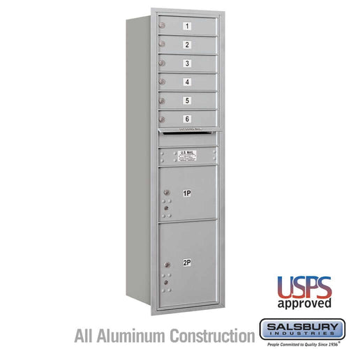 Salsbury Industries 4C Horizontal Mailbox with USPS Access — Maximum Height [6 Doors + 2 Parcel Lockers] 3716S-06ARU 820996623966 YourLockerStore