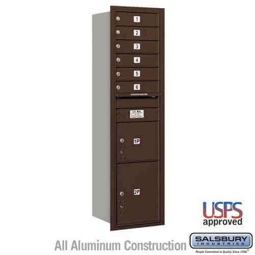 Salsbury Industries 4C Horizontal Mailbox with USPS Access — Maximum Height [6 Doors + 2 Parcel Lockers] 3716S-06ZRU 820996623997 YourLockerStore
