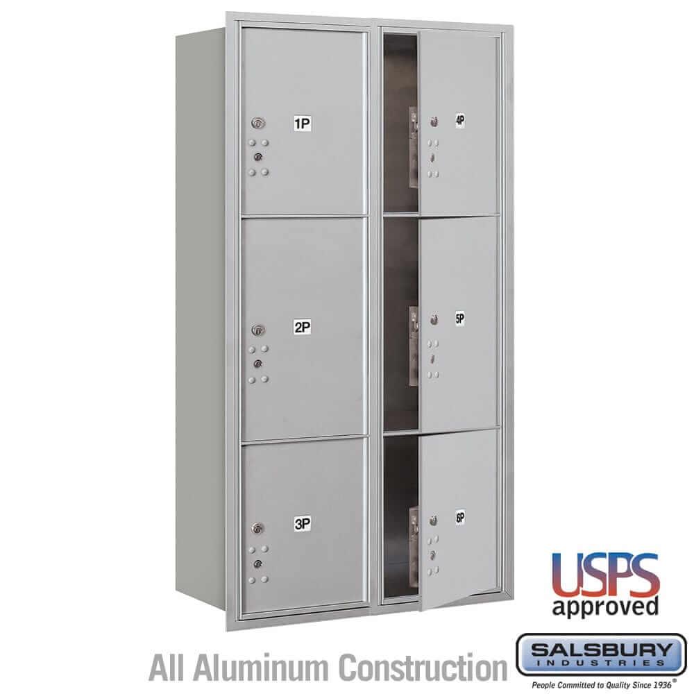 Salsbury Industries 4C Horizontal Mailbox with USPS Access — Maximum Height [6 Parcel Lockers] 3716D-6PAFU 820996582461 YourLockerStore
