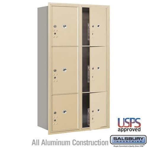 Salsbury Industries 4C Horizontal Mailbox with USPS Access — Maximum Height [6 Parcel Lockers] 3716D-6PSFU 820996581365 YourLockerStore