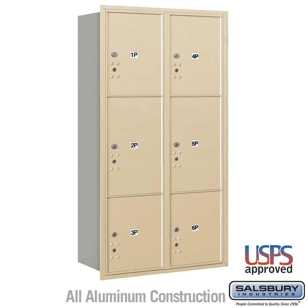 Salsbury Industries 4C Horizontal Mailbox with USPS Access — Maximum Height [6 Parcel Lockers] 3716D-6PSRU 820996581402 YourLockerStore