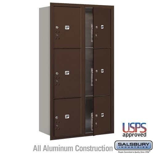 Salsbury Industries 4C Horizontal Mailbox with USPS Access — Maximum Height [6 Parcel Lockers] 3716D-6PZFU 820996581341 YourLockerStore