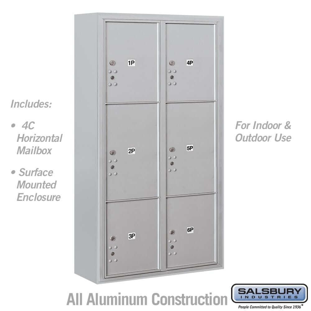 Salsbury Industries 4C Horizontal Mailbox with USPS Access — Maximum Height [6 Parcel Lockers] 3816D-6PAFU 820996593009 YourLockerStore