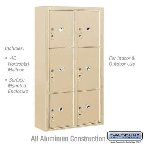 Salsbury Industries 4C Horizontal Mailbox with USPS Access — Maximum Height [6 Parcel Lockers] 3816D-6PSFU 820996593030 YourLockerStore