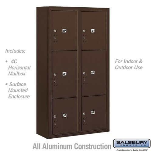 Salsbury Industries 4C Horizontal Mailbox with USPS Access — Maximum Height [6 Parcel Lockers] 3816D-6PZFU 820996593016 YourLockerStore