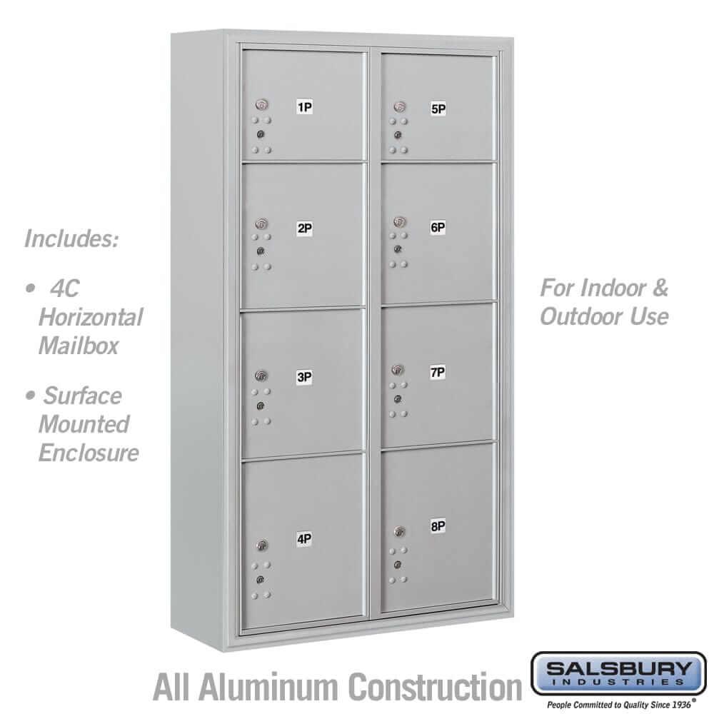 Salsbury Industries 4C Horizontal Mailbox with USPS Access — Maximum Height [8 Parcel Lockers] 3816D-8PAFU 820996592965 YourLockerStore