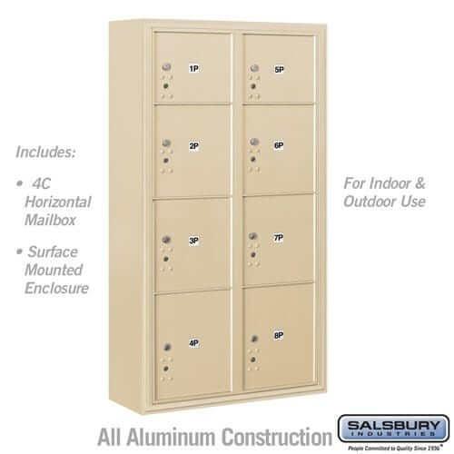 Salsbury Industries 4C Horizontal Mailbox with USPS Access — Maximum Height [8 Parcel Lockers] 3816D-8PSFU 820996592996 YourLockerStore