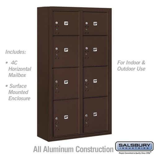 Salsbury Industries 4C Horizontal Mailbox with USPS Access — Maximum Height [8 Parcel Lockers] 3816D-8PZFU 820996592972 YourLockerStore