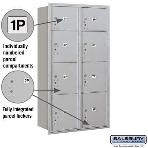 Salsbury Industries 4C Horizontal Mailbox with USPS Access — Maximum Height [8 Parcel Lockers] YourLockerStore