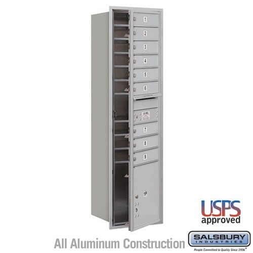 Salsbury Industries 4C Horizontal Mailbox with USPS Access — Maximum Height [9 Doors + 1 Parcel Locker] 3716S-09AFU 820996415103 YourLockerStore