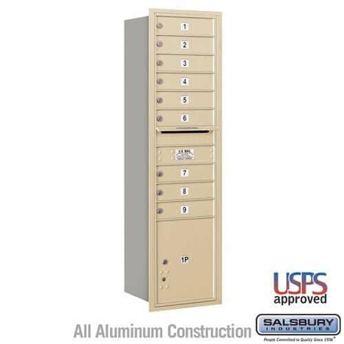 Salsbury Industries 4C Horizontal Mailbox with USPS Access — Maximum Height [9 Doors + 1 Parcel Locker] 3716S-09SRU 820996415370 YourLockerStore