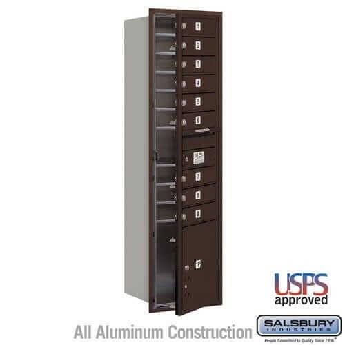Salsbury Industries 4C Horizontal Mailbox with USPS Access — Maximum Height [9 Doors + 1 Parcel Locker] 3716S-09ZFU 820996415196 YourLockerStore