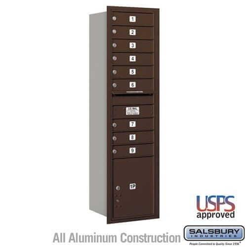Salsbury Industries 4C Horizontal Mailbox with USPS Access — Maximum Height [9 Doors + 1 Parcel Locker] 3716S-09ZRU 820996415172 YourLockerStore