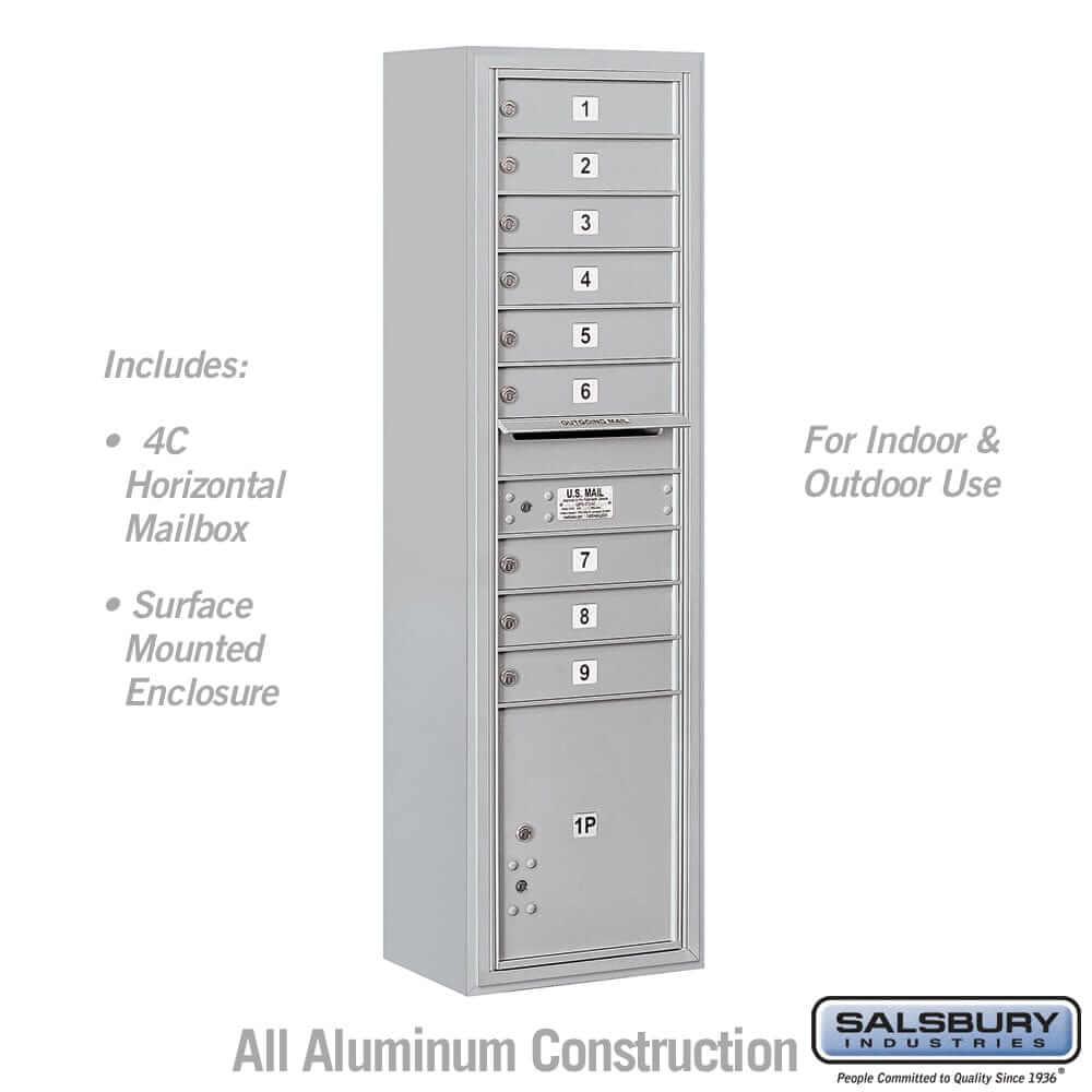 Salsbury Industries 4C Horizontal Mailbox with USPS Access — Maximum Height [9 Doors + 1 Parcel Locker] 3816S-09AFU 820996592842 YourLockerStore