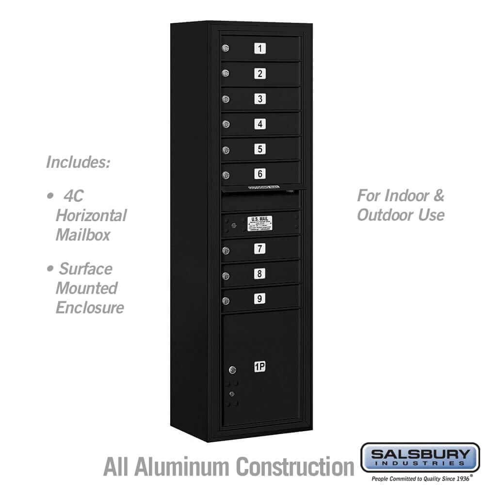 Salsbury Industries 4C Horizontal Mailbox with USPS Access — Maximum Height [9 Doors + 1 Parcel Locker] 3816S-09BFU 820996625939 YourLockerStore