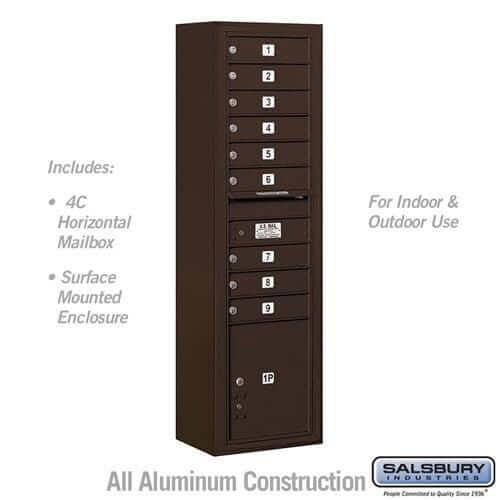 Salsbury Industries 4C Horizontal Mailbox with USPS Access — Maximum Height [9 Doors + 1 Parcel Locker] 3816S-09ZFU 820996592859 YourLockerStore