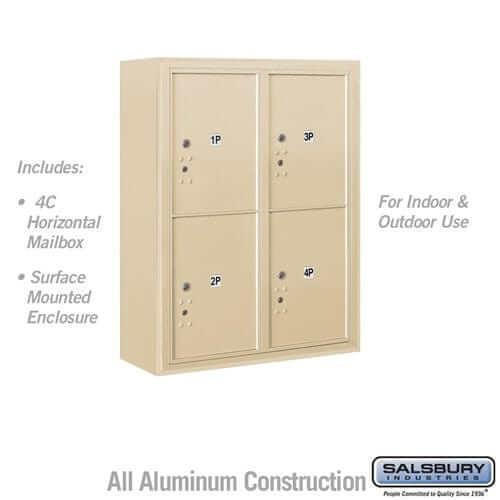 Salsbury Industries 4C Horizontal Parcel Locker with USPS Access — 10 Door High [4 Parcel Lockers] 3810D-4PSFU 820996592163 YourLockerStore