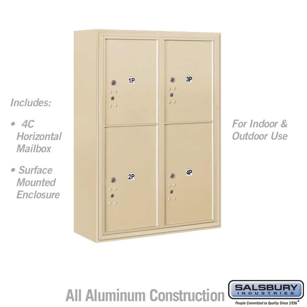 Salsbury Industries 4C Horizontal Parcel Locker with USPS Access — 11 Door High [4 Parcel Lockers] 3811D-4PSFU 820996590305 YourLockerStore