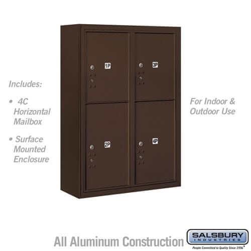 Salsbury Industries 4C Horizontal Parcel Locker with USPS Access — 11 Door High [4 Parcel Lockers] 3811D-4PZFU 820996590282 YourLockerStore