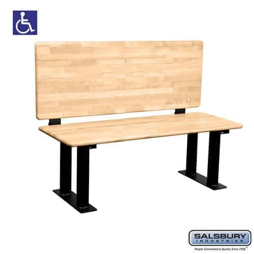 Salsbury Industries ADA Wood Locker Bench — with back support 77781-ADAB-LGT 820996619730 YourLockerStore