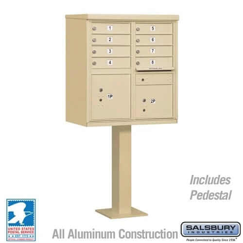 Salsbury Industries Cluster Box Unit with USPS Access — Type I — 8 Doors and 2 Parcel Lockers 3308SAN-U 820996443823 YourLockerStore