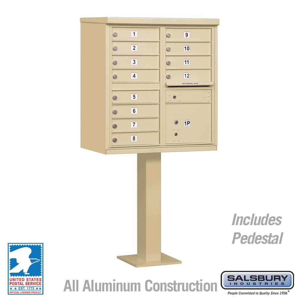 Salsbury Industries Cluster Box Unit with USPS Access — Type II — 12 Doors and 1 Parcel Locker 3312SAN-U 820996443885 YourLockerStore