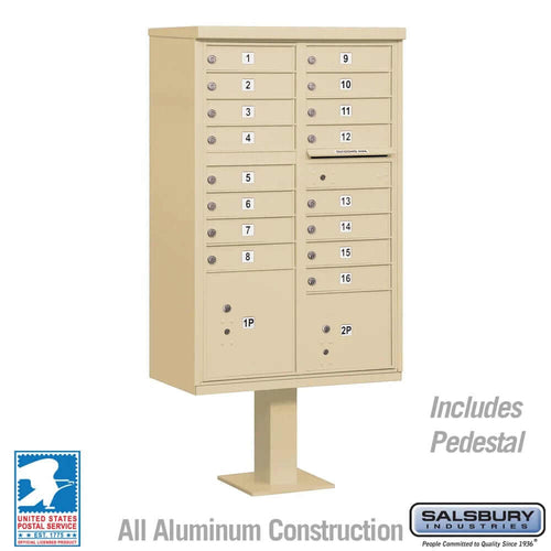 Salsbury Industries Cluster Box Unit with USPS Access — Type III — 16 Doors and 2 Parcel Lockers 3316SAN-U 820996443946 YourLockerStore