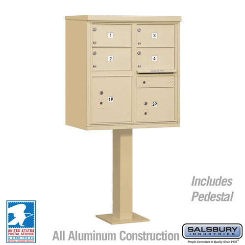Salsbury Industries Cluster Box Unit with USPS Access — Type V — 4 Doors and 2 Parcel Lockers 3305SAN-U 820996620149 YourLockerStore